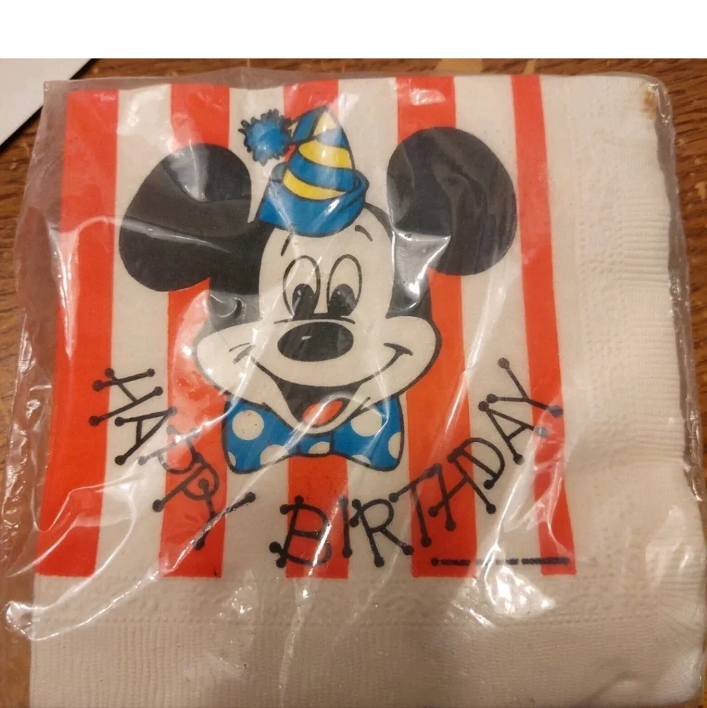 Disney Mickey Mouse Party Napkins  Happy Birthday New In Package Vintage  80 90s